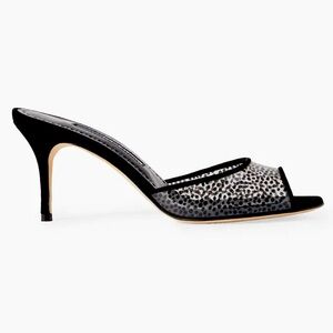 Manolo Blahnik Jadifa 70 suede-trimmed PVC mules